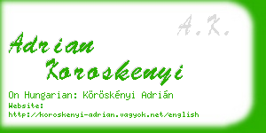 adrian koroskenyi business card