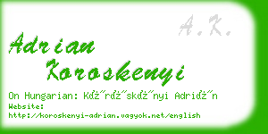 adrian koroskenyi business card